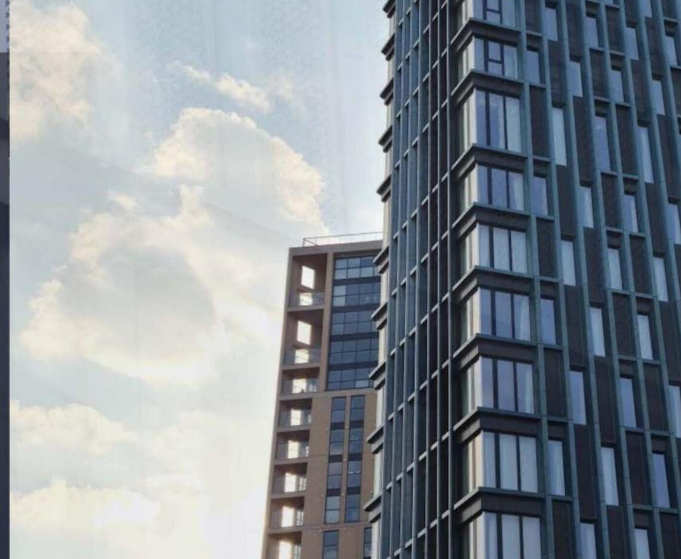 Newington Causeway, a completed facade installation viewed from street level.